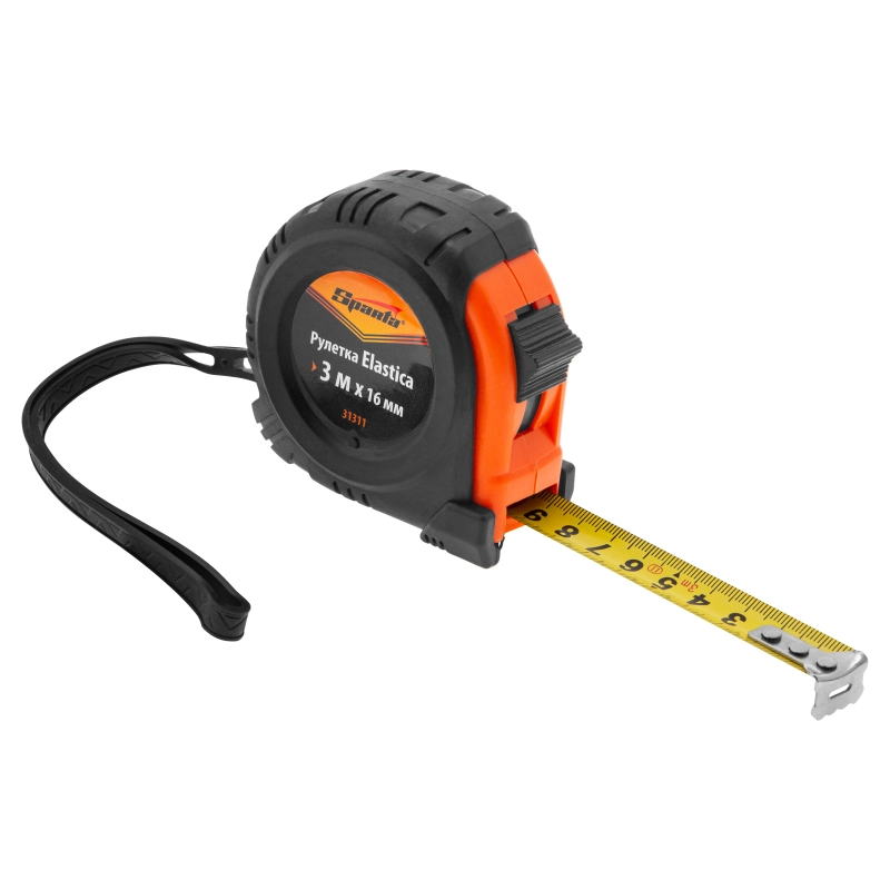 Рулетка Elastica,3 м х 16 мм,обрезиненный корпус Sparta (31311)