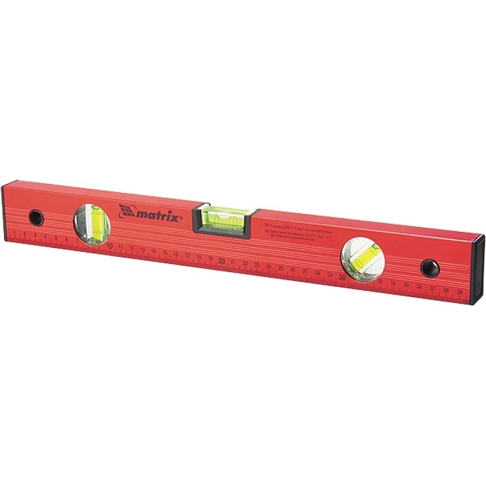 Уровень алюминиевый, 1800 мм, 3 глазка, красный, линейка Matrix (33238)