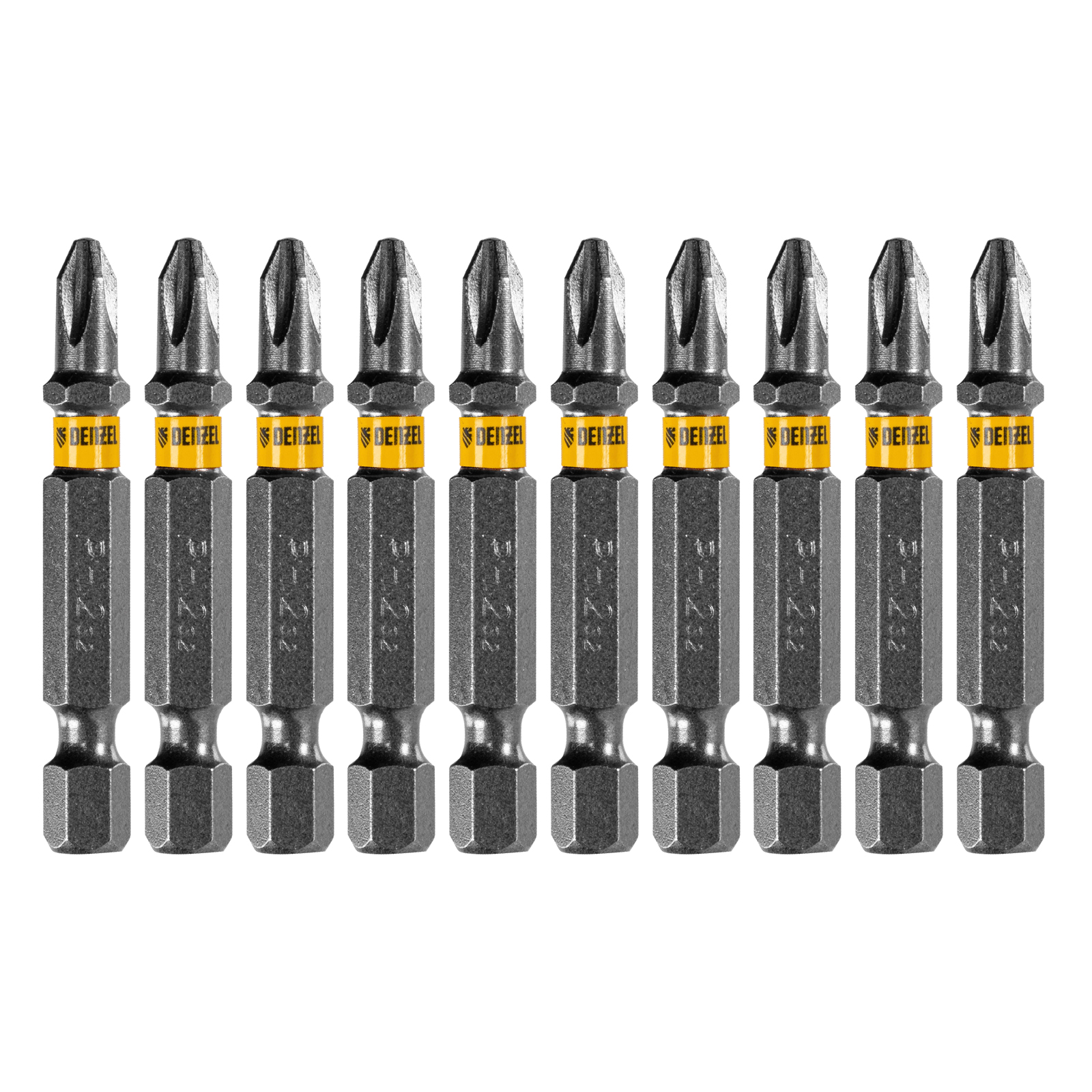 Бита PH2х50, сталь легированная S2, 20 шт., пластиковая коробка, , Е 6,3 Denzel (11681)