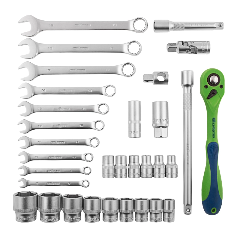 Набор инструментов 32 предмета, CrV, 1/2" Сибртех (13527)