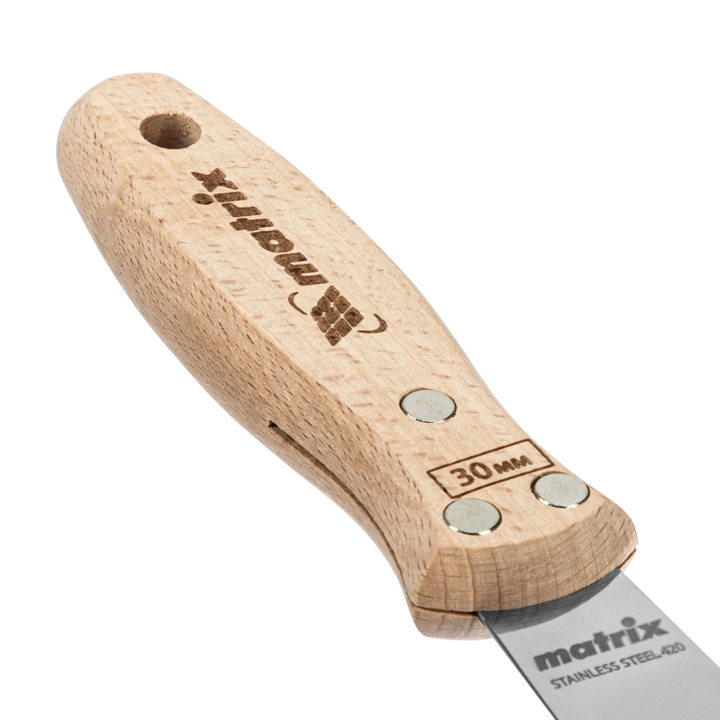 Шпательная лопатка из нержавеющей стали, 30 мм, буковая рукоятка, EFP Matrix (85608)