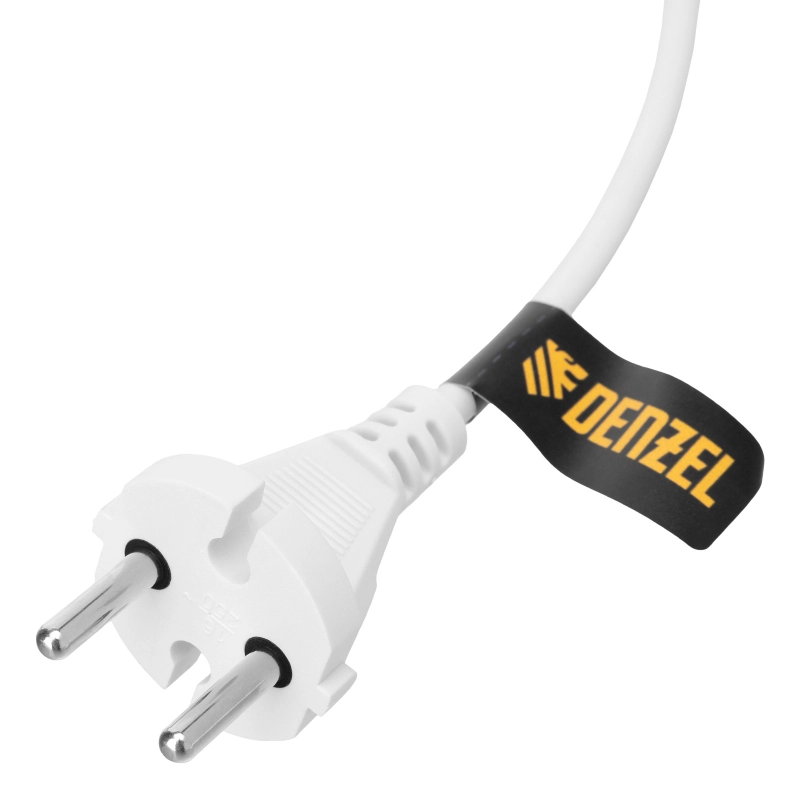Шнур сетевой Energy Series, ПВС, 1,5 м, 2 x 1 мм, с неразборной вилкой, белый, Denzel (37660)