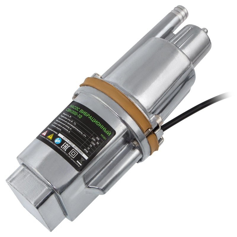 Вибрационный насос СВН300-10, верхний забор, 300 Вт, напор 75 м, 1200 л/ч, кабель 10 м Сибртех, 1200 л/ч (99301)