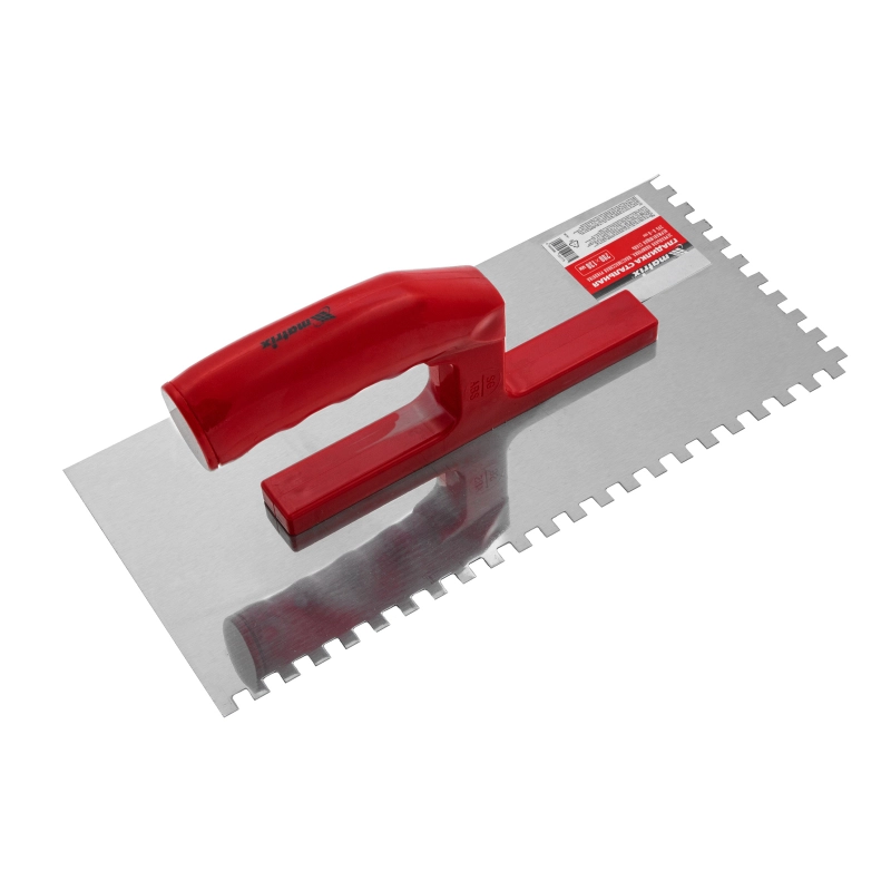 Гладилка из нержавеющей стали, 280 х 130 мм, зеркальная полировка, пластмассовая ручка, зуб 6 х 6 мм Matrix (86781)