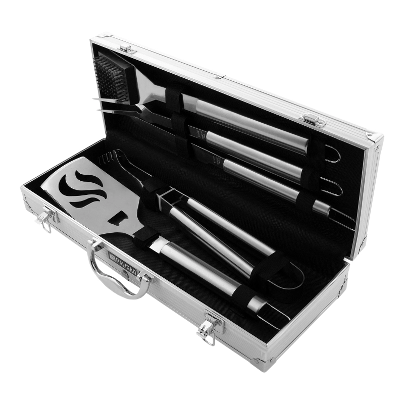 Набор приборов для барбекю, 5 шт, в алюминиевом кейсе, Camping Palisad (69579)