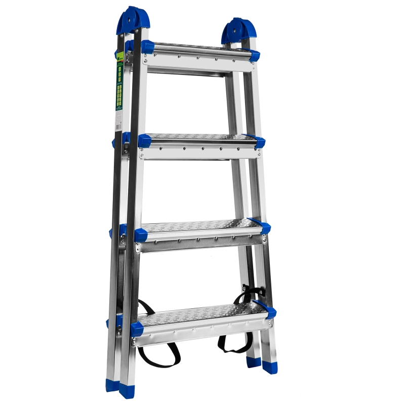 Стремянка двухсторонняя 4 ступени, сталь профиль, стальные ступени, Сибртех (97984)