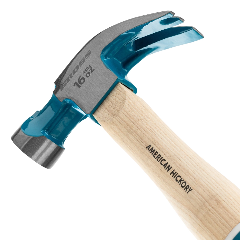 Молоток-гвоздодер, 450 г, угол 45, магнит, обрезиненная рукоятка American hickory GROSS (10415)