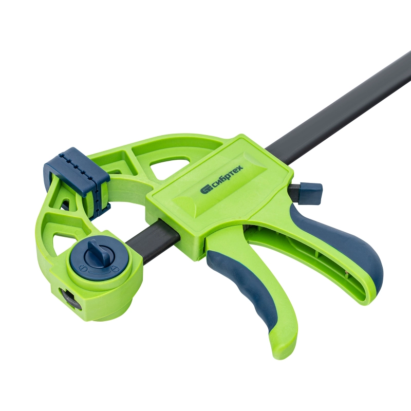 Струбцина F-образная, быстрозажимная, 200 х 70 х 420 мм, пластиковый корпус, фиксатор, двухкомпонентная рукоятка Сибртех (20564)