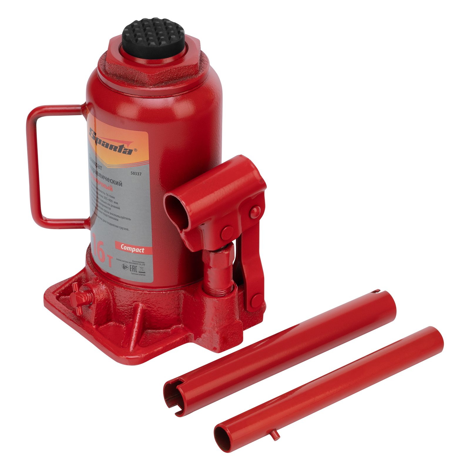 Домкрат гидравлический бутылочный 16 т, h подъема 205-400 мм Sparta Compact (50337)