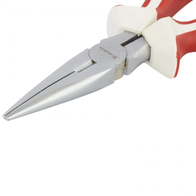 Длинногубцы прямые WHite Nickel, 180 мм, никелированные, трехкомпонентные рукоятки Matrix (17189)