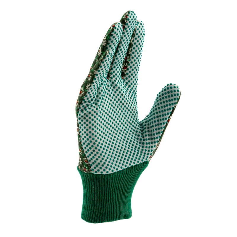 Перчатки садовые х/б ткань с ПВХ точкой, манжет, M Palisad (67762)