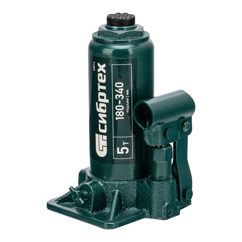 Домкрат гидравлический бутылочный, 5 т, 180-340 мм, в пласт. кейсе Сибртех (50814)