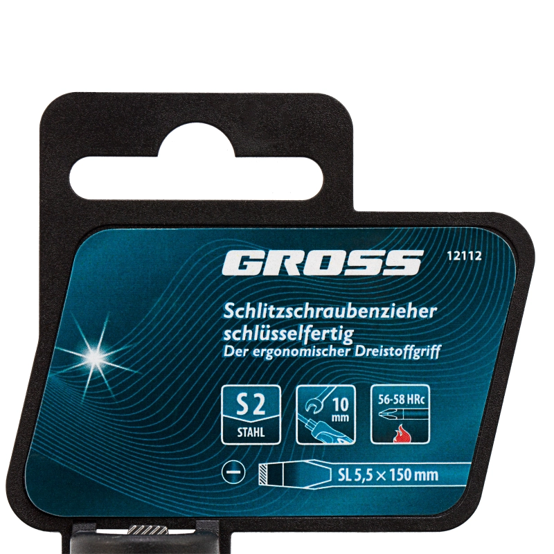 Отвертка SL5.5 x 150 мм, S2, трехкомпонентная рукоятка Gross (12112)