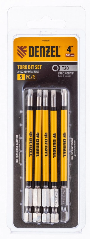 Бита T20x100 мм, 5 шт. Denzel (7711330)