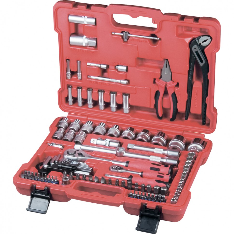 Набор слесарно-монтажный с квадратами 1/4, 1/2 и 5/16", 117 предметов Matrix ProFI (13587)