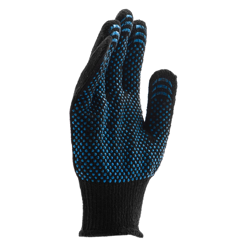 Перчатки хлопкоэфирные плюшевые, ПВХ "Точка", 7 кл, 55 гр Сибртех (67769)