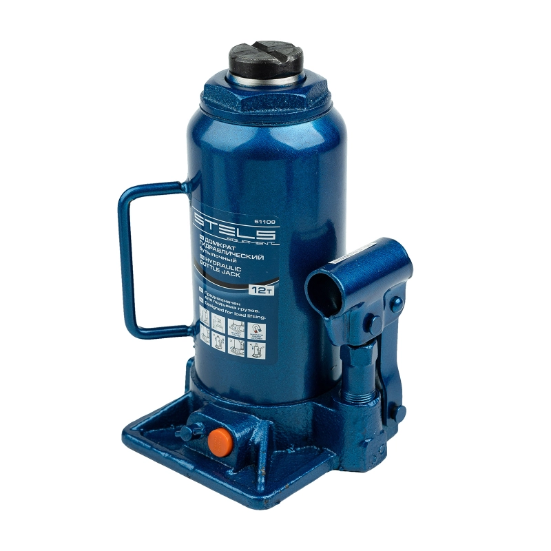 Домкрат гидравлический бутылочный, 12 т, H подъема 230-465 мм Stels (51108)