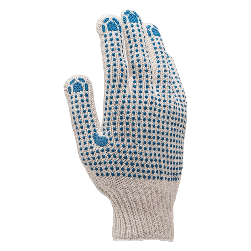 Перчатки трикотажные, с 2хПВХ точкой, 7 класс (67824)