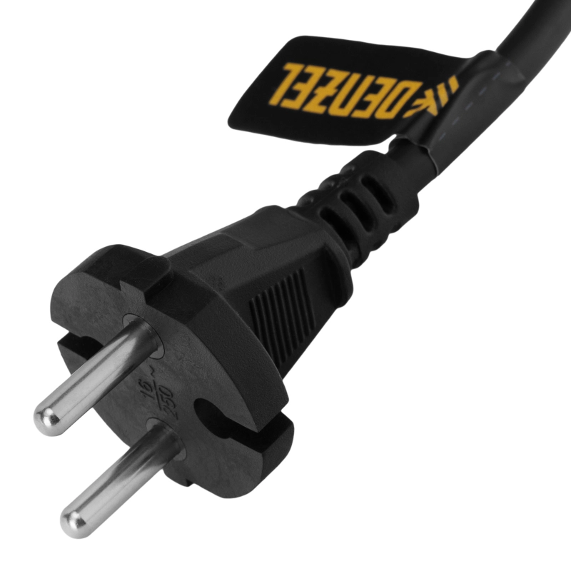 Шнур сетевой Energy Series, ПВС, 1,5 м, 2 x 1 мм, с неразборной вилкой, черный, Denzel (37661)
