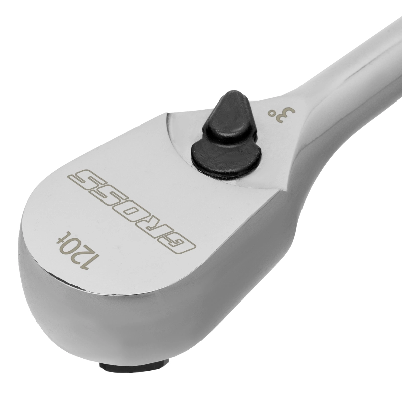 Ключ-трещотка 1/2", CrV, 120 зубьев, цельнометаллический, хром Gross (14052)