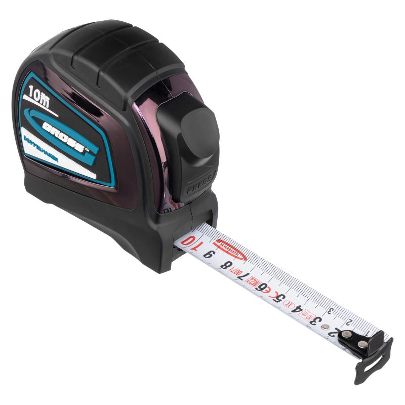 Рулетка "Doppelhaken",10 м x 25 мм,двухсторонний зацеп,Нейлон,двусторонняя шкала,автоматическая фиксация Gross (31126)