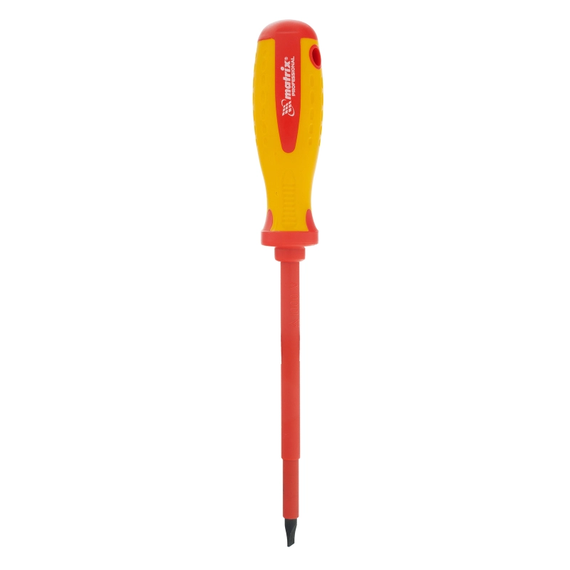 Отвертка Insulated, SL6.5 x 150 мм, CrMo, до 1000 В, двухкомпонентная рукоятка Matrix Professional (12920)