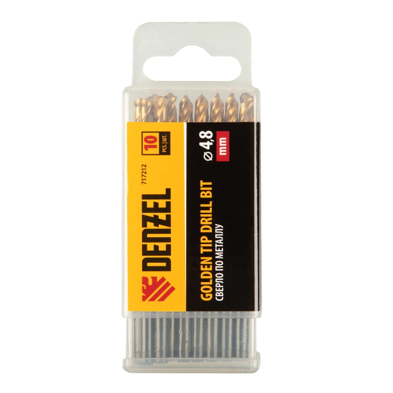 Сверло по металлу, 4,8 мм, HSS-Tin, Golden Tip, 10 шт. Denzel (717212)