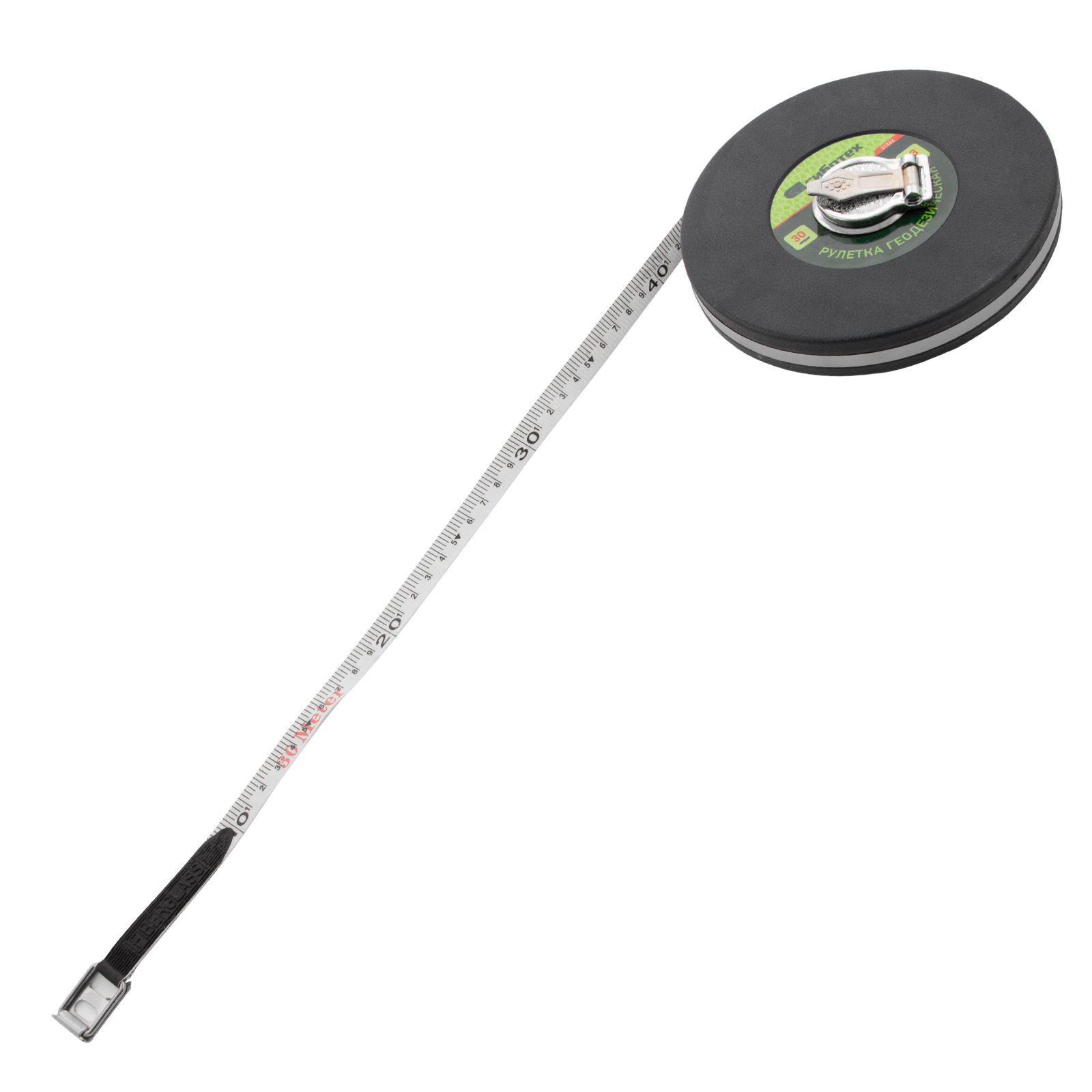 Рулетка геодезическая 30 м х 13 мм, закрытый корпус, фибергласовая лента Сибртех (31262)