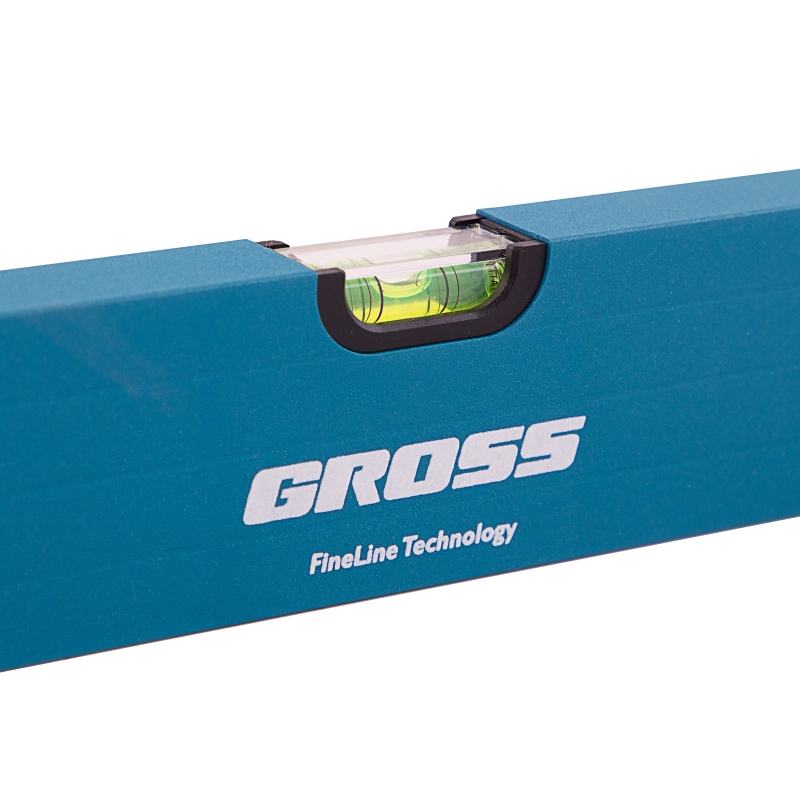 Уровень алюминиевый, 1500 мм, усиленный с ударопрочными заглушками, рукоятки, 3 глазка Gross (34335)