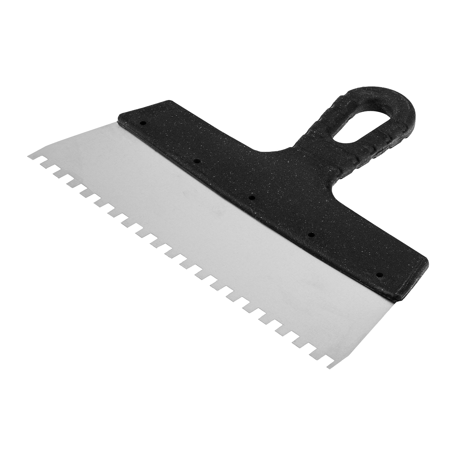 Шпатель из нержавеющей стали, 250 мм, зуб 6 х 6 мм, пластмассовая ручка Sparta (85139)