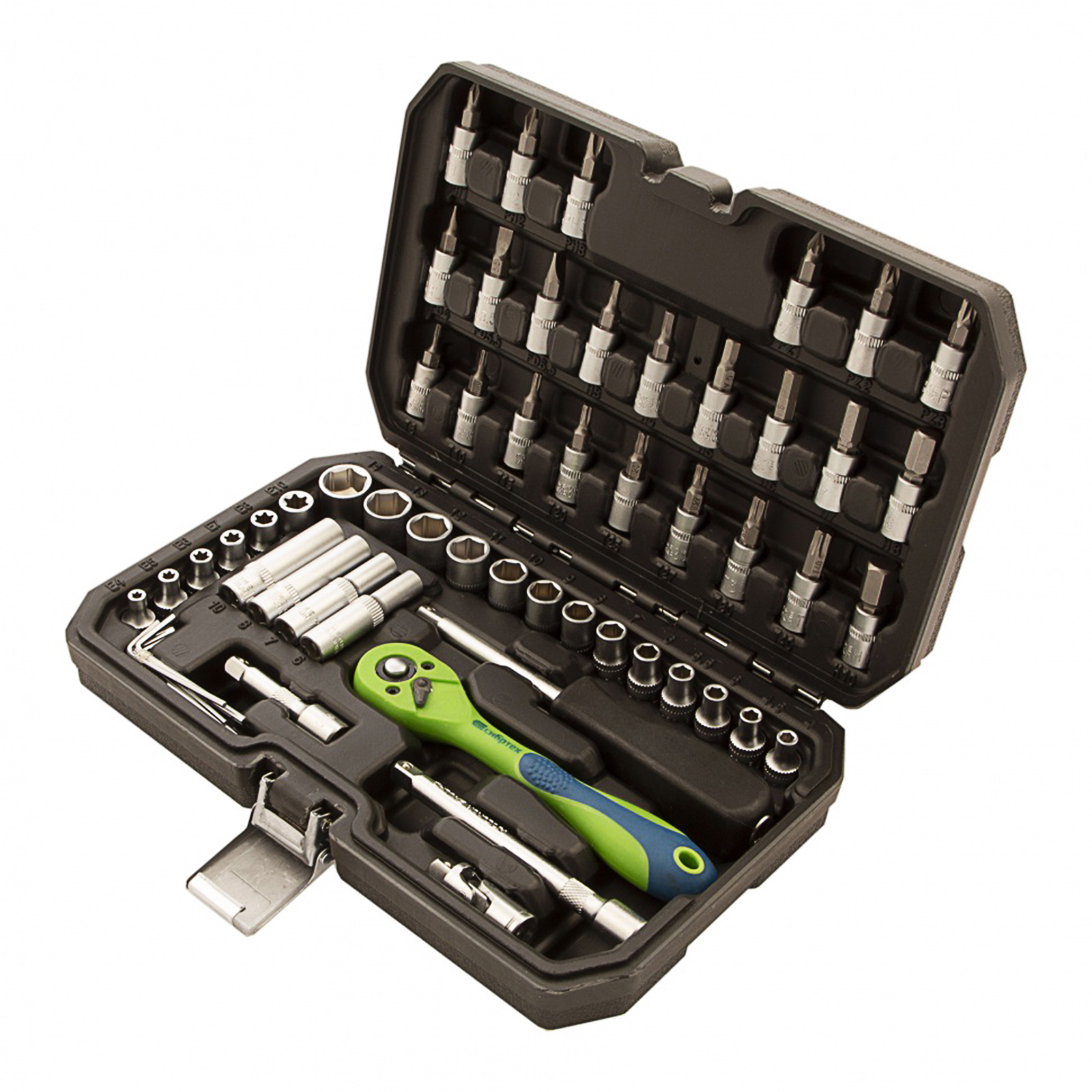 Набор инструментов 56 предметов, CrV, 1/4" Сибртех (13525)