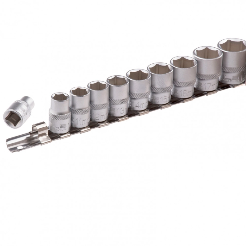 Набор торцевых головок, 3/8, шестигранные, CrV, 10 шт, 8-19 мм Stels (13601)