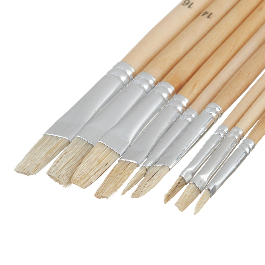 Набор кистей для тонких и деликатных работ, плоские, 9 шт. MTX (84117)