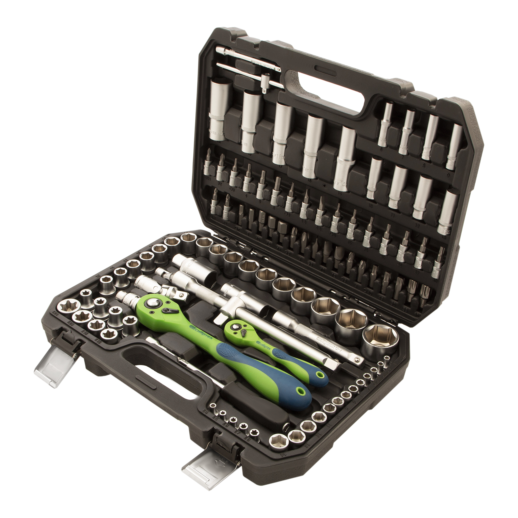 Набор инструментов 108 предметов, CrV, 1/2", 1/4" Сибртех (13511)