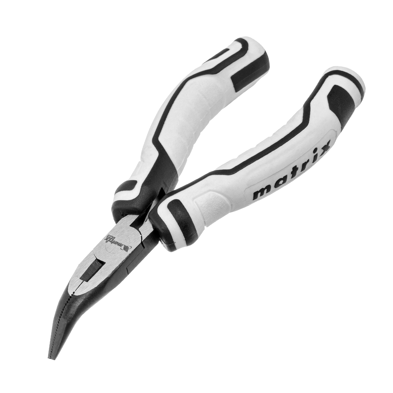 Длинногубцы Mini, 125 мм, изогнутые, авторазжим, Pro Matrix (17831)