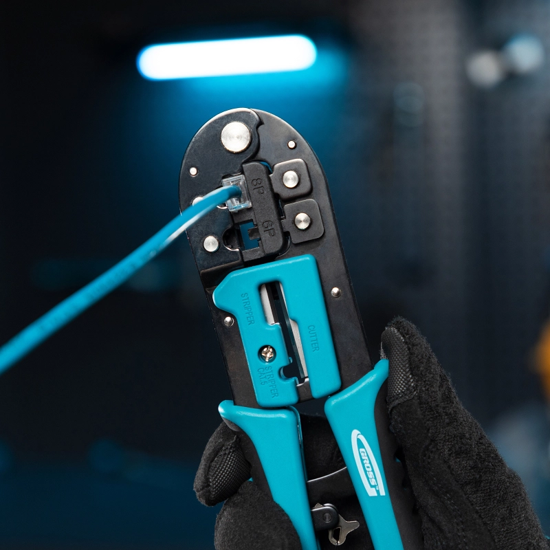 Клещи для обжима телефонных и компьютерных клемм RJ-45, 6P, 8P и RJ-11/12, 6P, 8P Gross (17719)