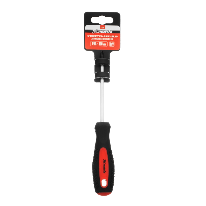 Отвертка Anti-Slip, PH1 х 100 мм, CrV, двухкомпонентная рукоятка Matrix (12244)