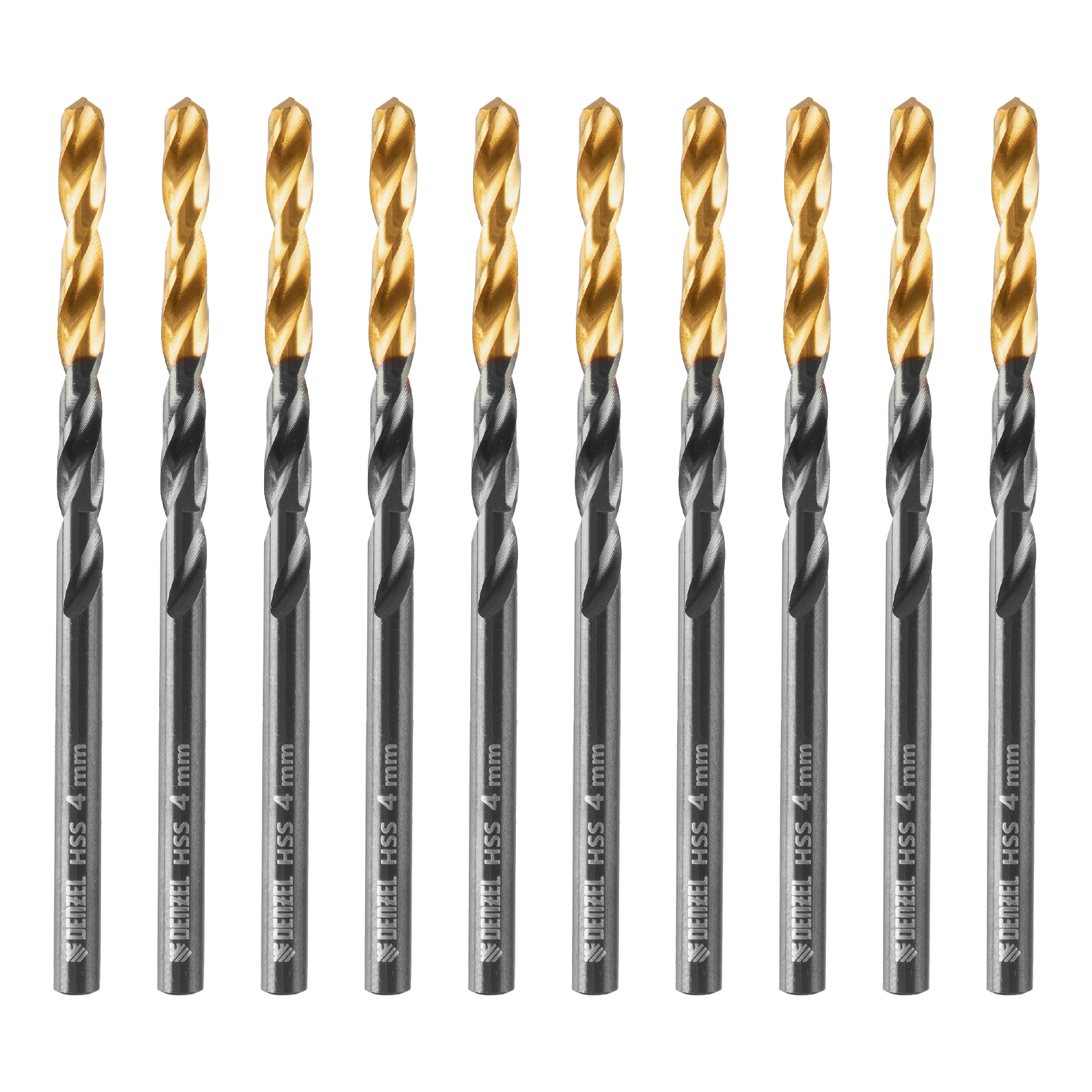 Сверло по металлу, 4 мм, HSS-Tin, Golden Tip, 10 шт. Denzel (717209)