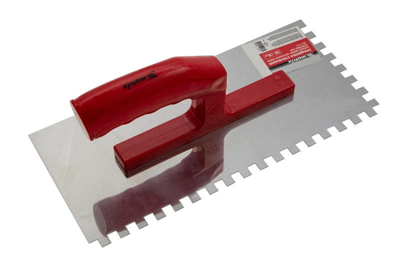 Гладилка из нержавеющей стали, 280 х 130 мм, зеркальная полировка, пластмассовая ручка, зуб 8 х 8 мм Matrix (86782)