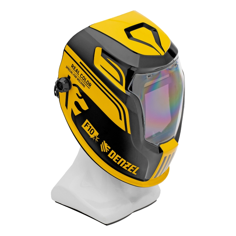 Щиток защитный лицевой (маска сварщика) F10, см. окно 100х96, Real Color, DIN 4-8/9-13 Denzel (89719)