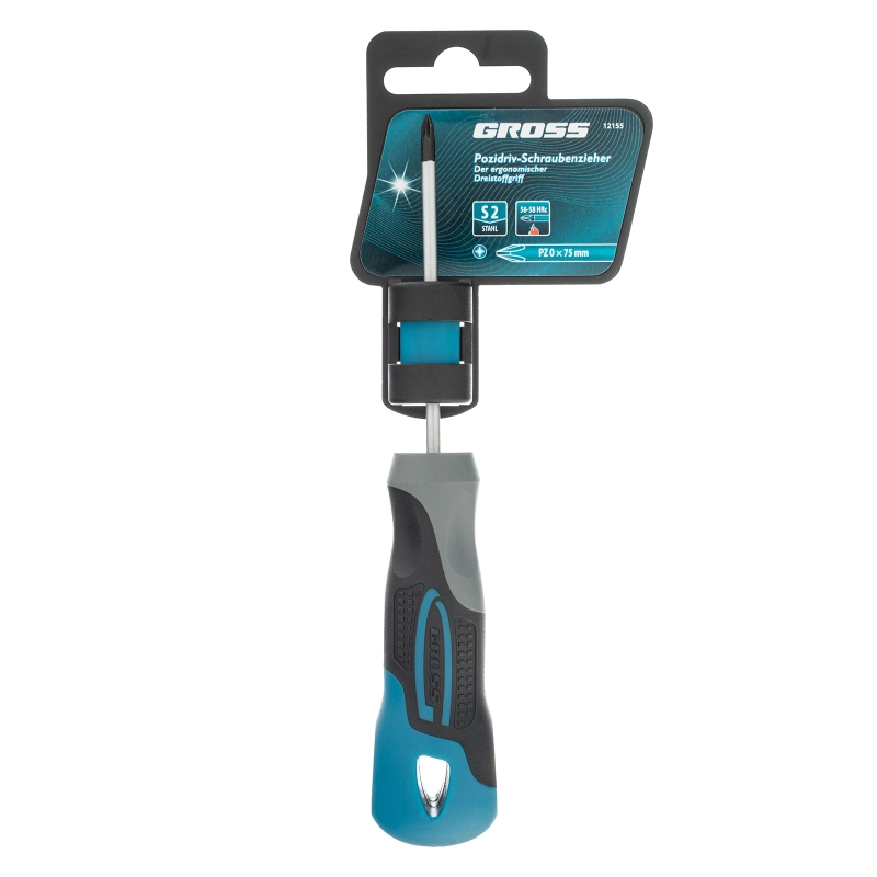 Отвертка PZ0 x 75 мм, S2, трехкомпонентная ручка Gross (12155)