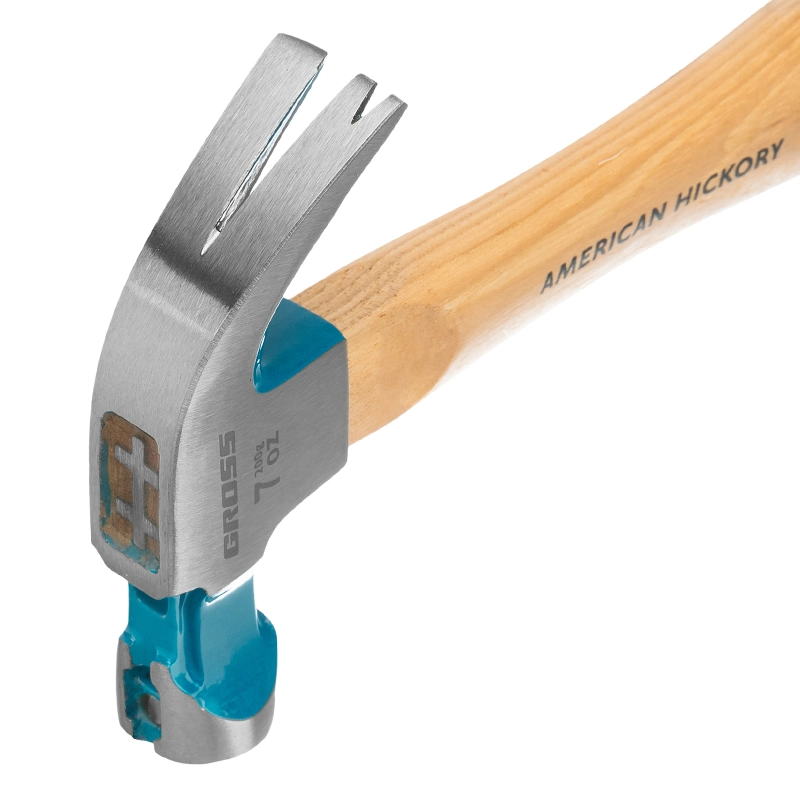 Молоток-гвоздодер, 200 г, угол 45, магнит, обрезиненная рукоятка American hickory GROSS (10414)