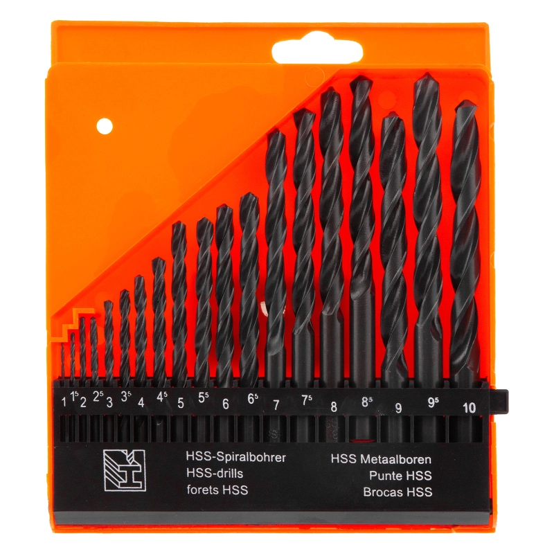 Набор сверл по металлу, 1-10 мм, (через 0.5 мм) HSS 19 шт, пластиковый бокс, цилиндрический хвостовиковик Sparta (723705)