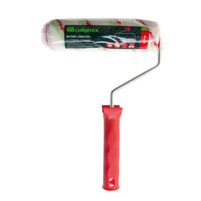 Валик "Эмали" , 180 мм, ворс 12 мм, D - 36 мм, D ручки - 6 мм, полиамид, полиакрил Сибртех (80200)