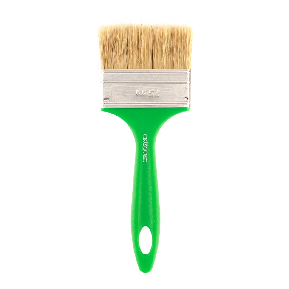 Кисть флейцевая "Эксперт", 75 x 8, натуральная щетина, пластиковая ручка Сибртех (83309)