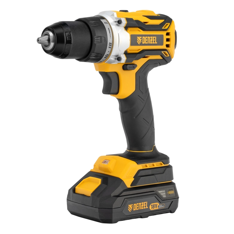 Дрель-шуруповерт аккумуляторная, бесщет. BLDL-18-02 Li-Ion, 18 В Denzel (26140)