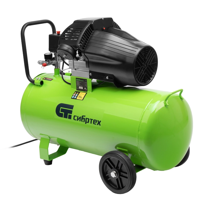 Компрессор воздушный КК-2200/100, 2,2 кВт, 350 л/мин, 100 л, прямой привод, масляный Сибртех (58009)