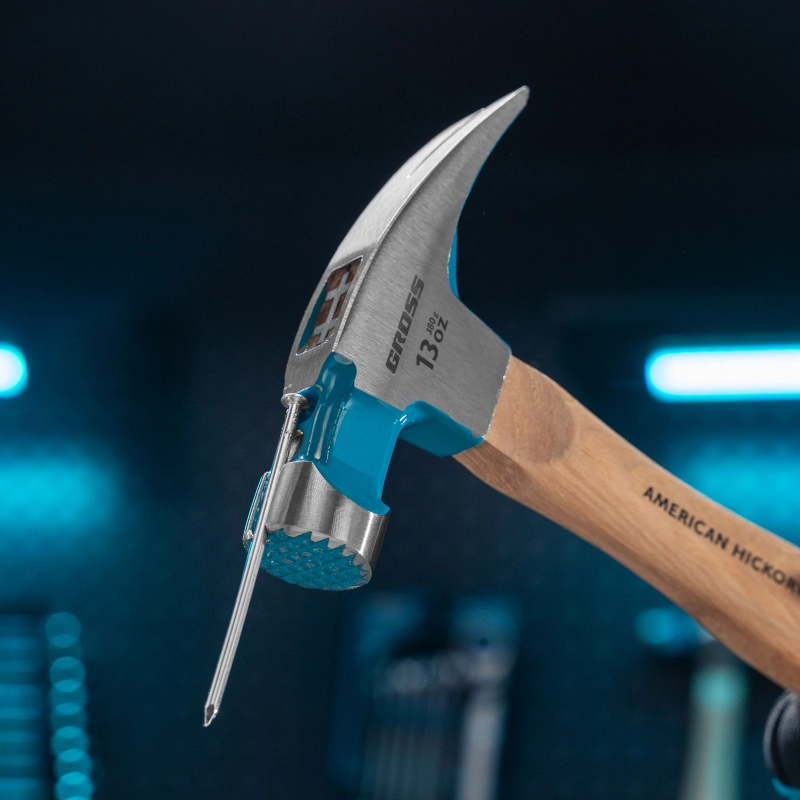 Молоток-гвоздодер, 380 г, угол 75, магнит, обрезиненная рукоятка AMERICAN HICKORY GROSS (10413)