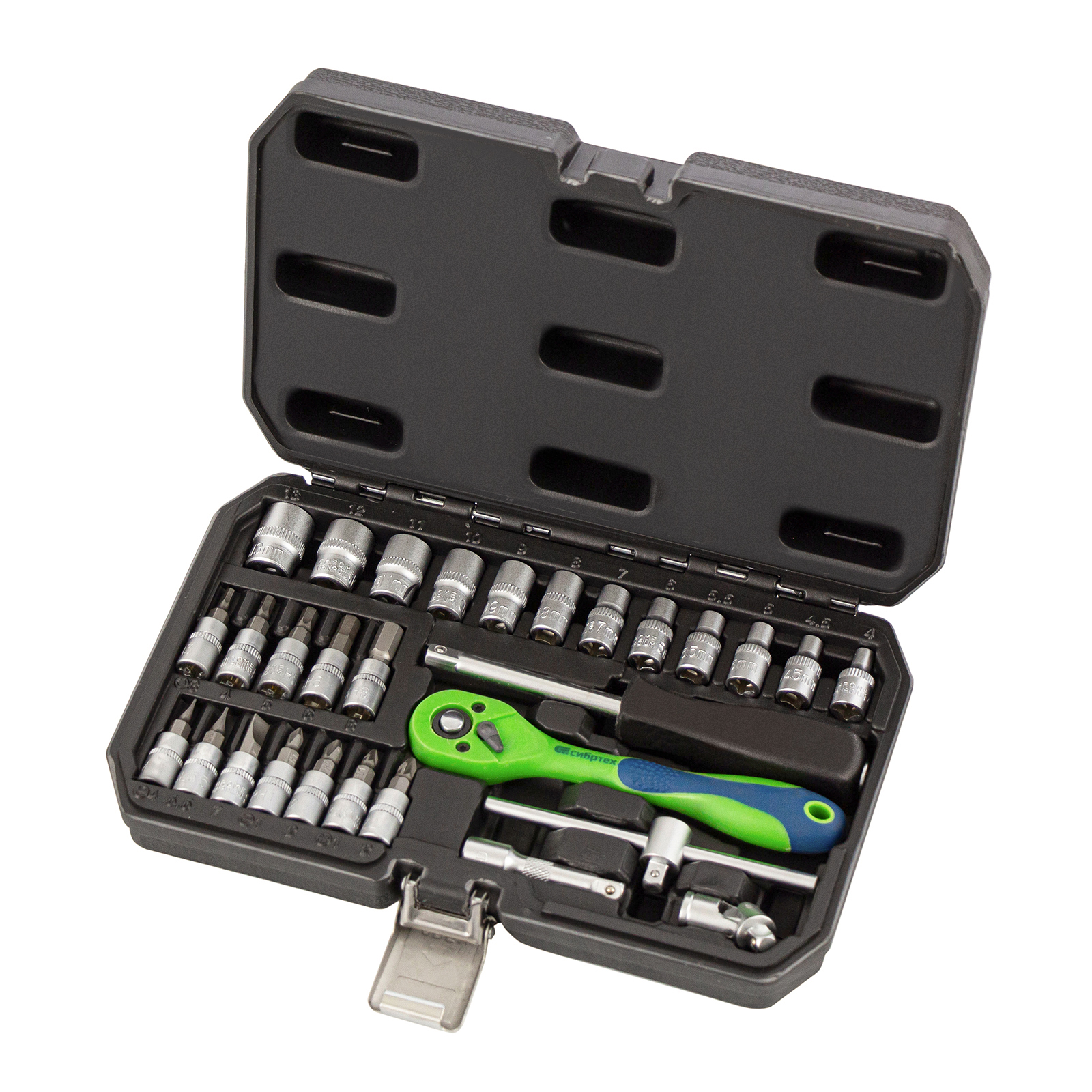 Набор инструментов 29 предметов, CrV, 1/4" Сибртех (13523)