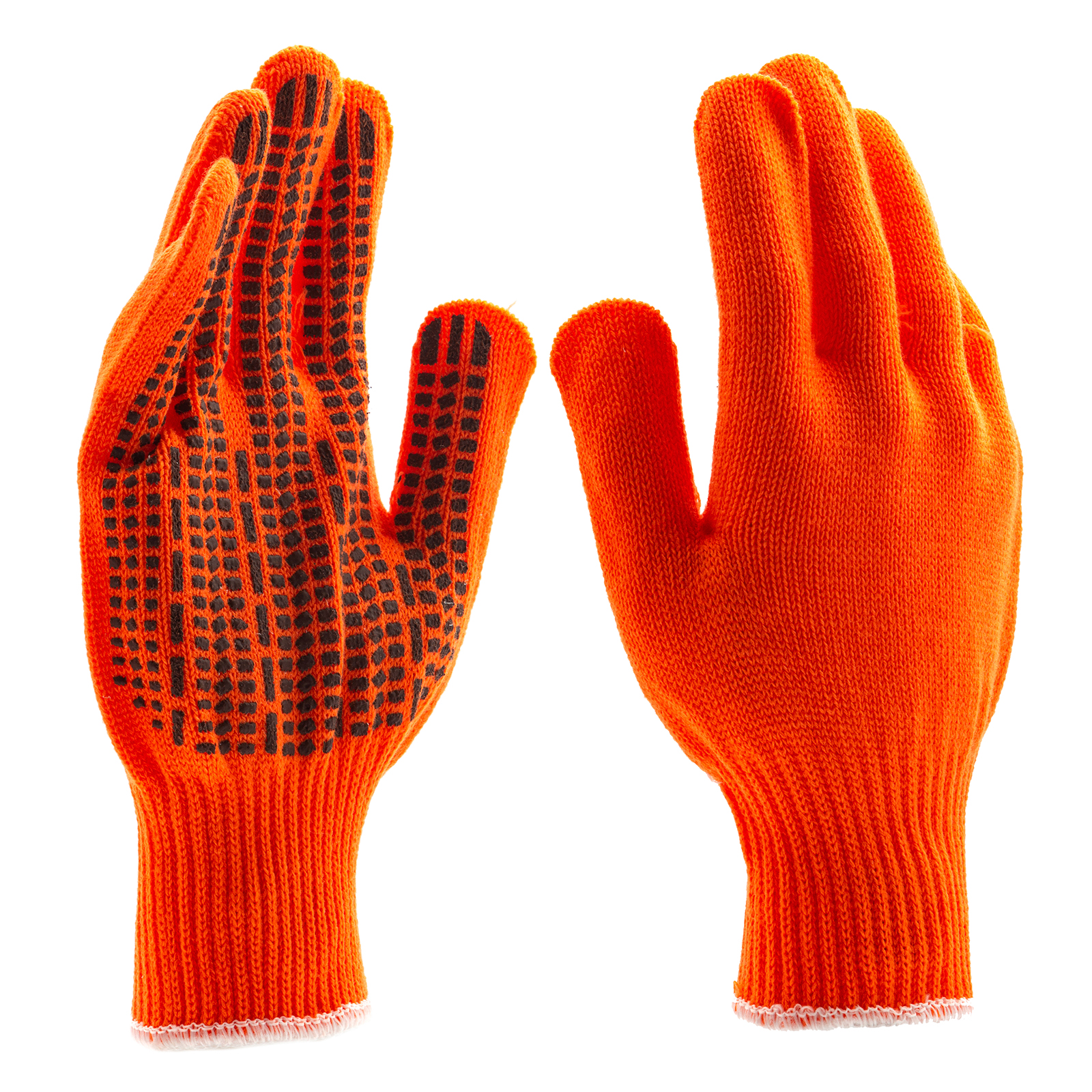 Перчатки трикотажные, акрил, ПВХ гель, "Протектор", оранжевый, оверлок Сибртех (68669)